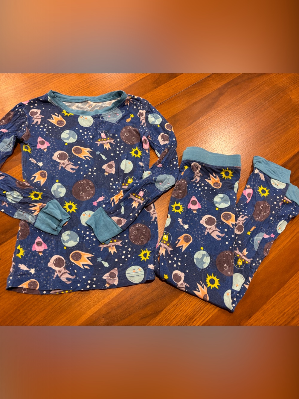 Little Sleepies Navy Blue Space Print Pajama Set, 4T